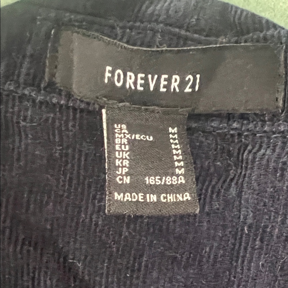 Forever 21 Dark Navy Blue Corduroy Flannel Jacket Medium - Picture 2 of 3